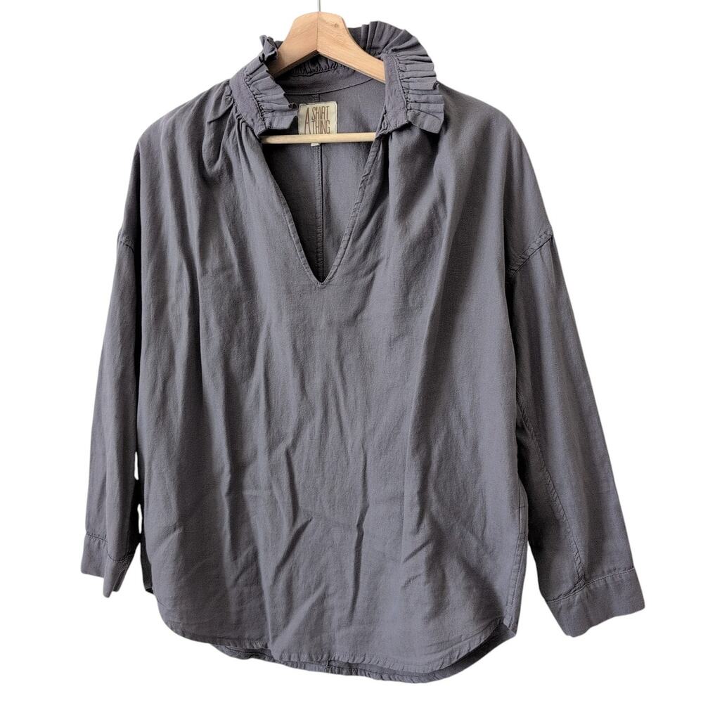 a‎ shirt thing penelope cabo shirt Top Womens P XS Gray Cotton Ruffle Italy $245